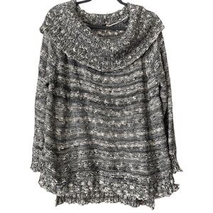 Free People Size M Cable Knit Cowl Neck Sweater Long Sleeve Slouchy Boho